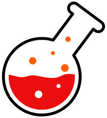 Round Test Tube with Red Chemical Liquid Illustration. Editable color vector