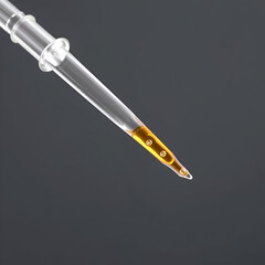 A slender glass pipette with a tapered tip used for precise liquid measurement and transfer.