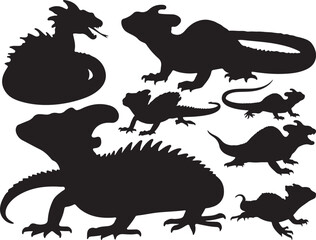 Obraz premium Solid black silhouette vector of Basilisk 