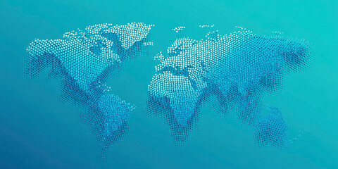 Abstract world map, teal dotted pattern