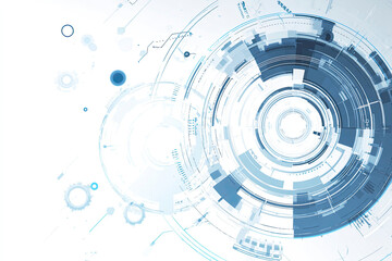 Abstract technological circular design, white and blue