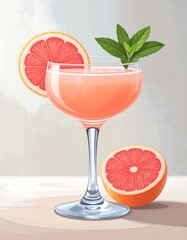 Pink cocktail with grapefruit slices (1)