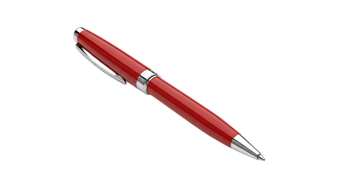 Red Ballpoint Pen with Silver Accents on Black Background 5ebf1d4f1affc8cac8c4f3ae057178a0dr isolated on a transparent background