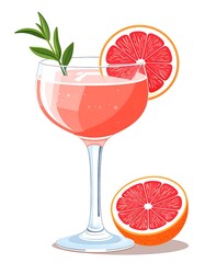 Pink cocktail with grapefruit slices