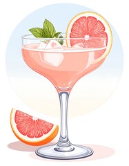 Pink cocktail with grapefruit