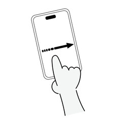 Obraz premium スマホを右にスワイプする操作イラスト