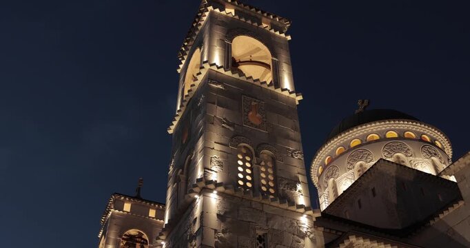 View of the Orthodox cathedral in Podgorica, Montenegro, twilight walk