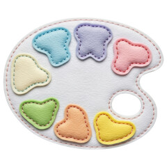 Soft felt art palette with pastel colored fabric paint shapes for creative crafts