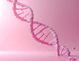 Pink DNA helix on a pink background
