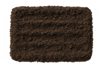 Cultivated bed of rich brown organic soil isolated on a transparent background, ready for planting seeds or nurturing growth