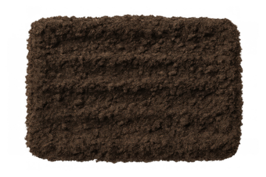 Cultivated bed of rich brown organic soil isolated on a transparent background, ready for planting seeds or nurturing growth