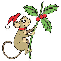 Charming SVG of a Dreamy Pygmy Marmoset, styled in a Christmas theme with Festive Cheer hues