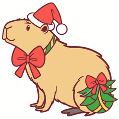 SVG art: A Gentle Capybara in a Christmas vibe, tinted with Festive Cheer tones