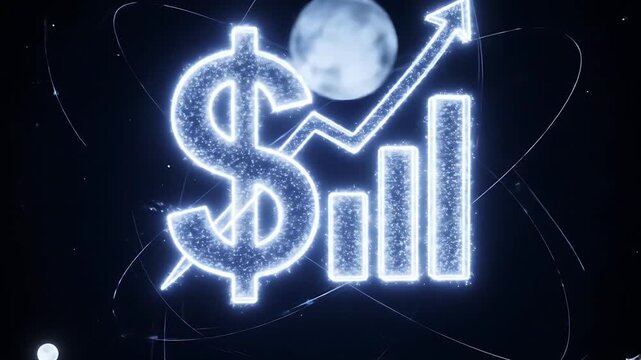 Financial Growth: Dollar Symbol with Upward Trending Bar Graph