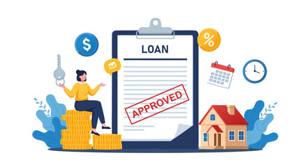 Mortgage loan approved concept with house and key, representing financial success and homeownership opportunity, symbolising a successful financial transaction and acquisition