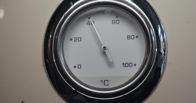 Hot water thermometer on heater