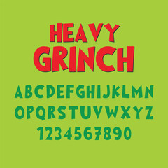 A bold and playful Heavy Grinch Vector Font perfect for Christmas designs, kids&rsquo; crafts, posters, and festive artwork. Fun, chunky, and ideal for creative holiday projects.