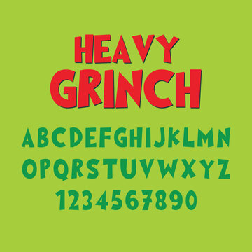 A bold and playful Heavy Grinch Vector Font perfect for Christmas designs, kids&rsquo; crafts, posters, and festive artwork. Fun, chunky, and ideal for creative holiday projects.