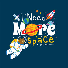 Adorable Space Bear Cartoon Design