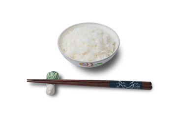 炊き立てご飯と箸置きに置かれたお箸