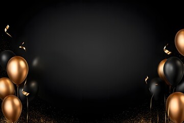 Gold and black balloons.