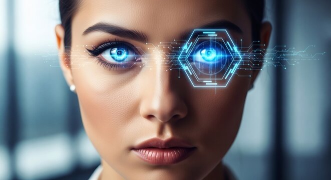 Advanced Woman Vision In Digital Technology Cyberpunk Interface