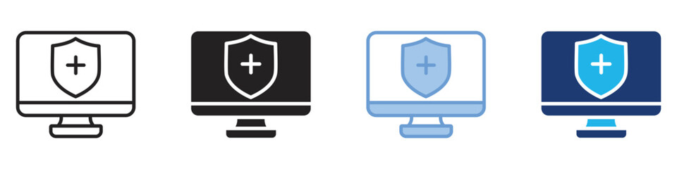 Protection icon set multiple style collection