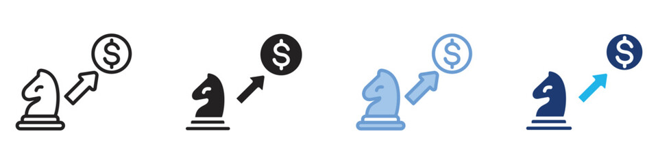 Strategy icon set multiple style collection