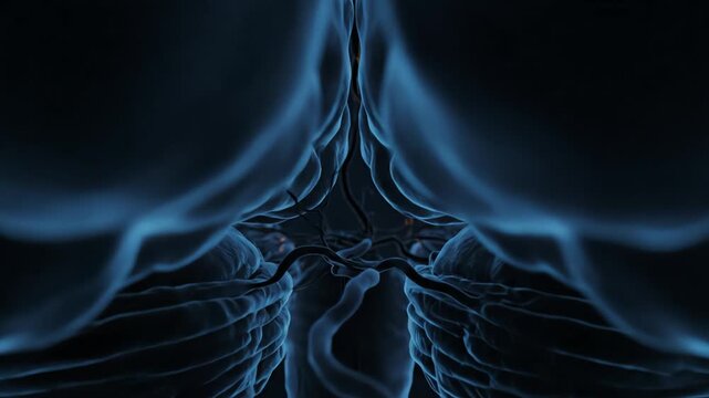 The brain responding to nicotine withdrawal, neurons sparking erratically in deep blue light, dopamine pathways pulse weakly