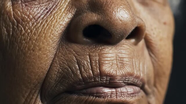 The skin and face of a long-term smoker, fine wrinkles, dulled complexion, and slowed microcirculation under translucent layers
