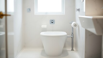 bidet. Minimalist porcelain bidet in a luxury hotel bathroom with soft window lighting. real-estate listings, architecture portfolios, designed for real-estate listing and luxury residence showcases.