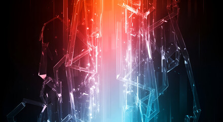 Futuristic abstract background with geometric glass shapes and vibrant gradients
