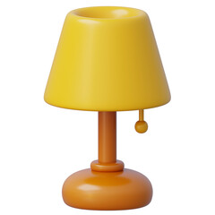 3d table lamp with a yellow lampshade and brown base