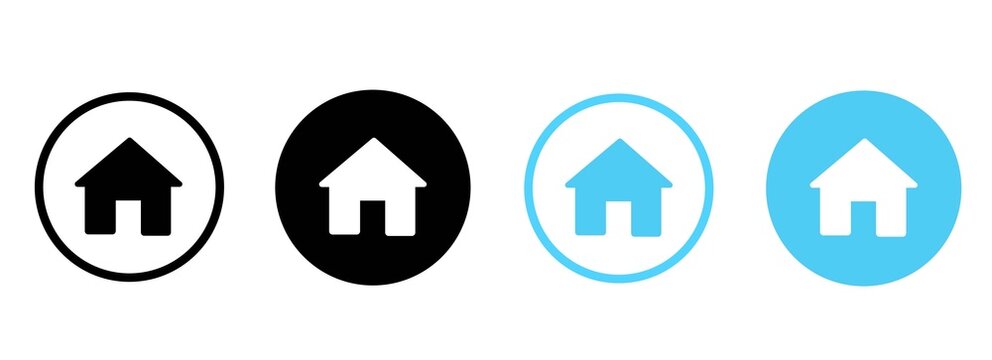 Web home icon button, House icon, Home sign in circle or Main page icon for apps and website