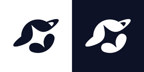 global Star Orbit Logo . A dual-meaning design combining a global and star, symbolizing exploration, discovery, and cosmic connection ©  Jagat_Aji