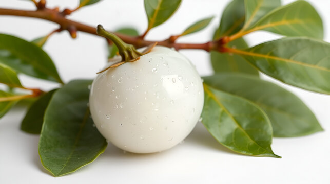 White jade loquat on white background in Suzhou, Jiangsu Province, China