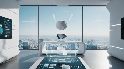 Futuristic Smart Home: Robotic Arm Serves Coffee, Holographic Displays, and AI-Powered Living - Powered by Adobe