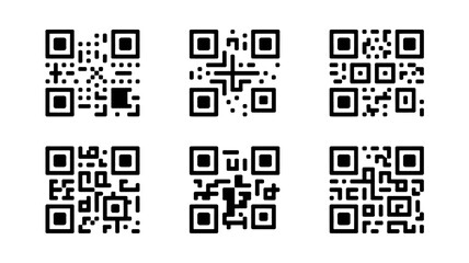 Six unique QR codes arranged in a grid for digital scanning