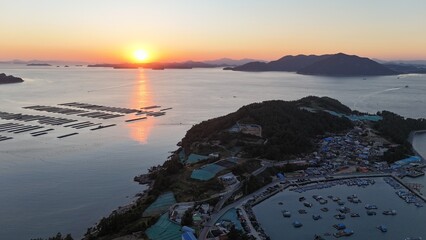 Sunset Over the Southern Coast of South Korea
