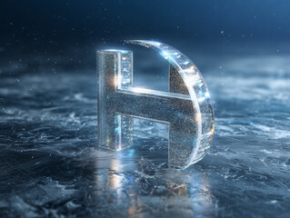 Sparkling letter H shimmers with icy elegance, ideal for sophisticated branding, modern design projects, and high tech themes, bringing a touch of cool glamor