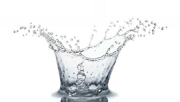 Dynamic water splash creating a crown shape on a pristine white background. - Powered by Adobe