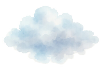 Fluffy cumulus cloud watercolor painting on transparent background, symbolising weather, dreams, and freedom