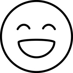 Happy Face Icon, Laughing Emoji Symbol, Simple Line Art, Joyful Expression, Vector Graphic
