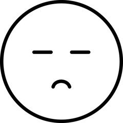 Sad Face Emoji Icon, Disappointed Emotion, Negative Feeling, Simple Line Art