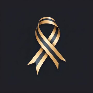 Elegant Golden Ribbon Loop Animation for Solidarity and Awareness Campaigns Backdrop