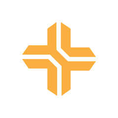 Modern Geometric Orange Plus Symbol Logo symbol icon flat stock vector design