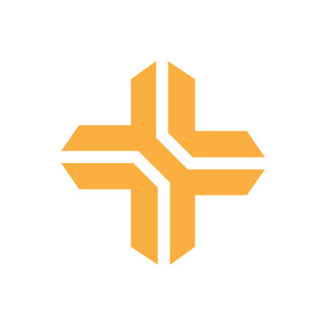 Modern Geometric Orange Plus Symbol Logo symbol icon flat stock vector design