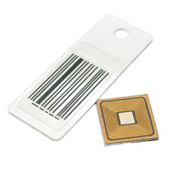 Modern RFID tag and barcode sticker symbolize innovative inventory management and smart tracking solutions for businesses