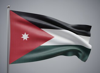 Waving Flag of Jordan Against a Neutral Background.