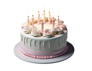  Birthday cake with candles. Illustration Generative AI transparent background png 